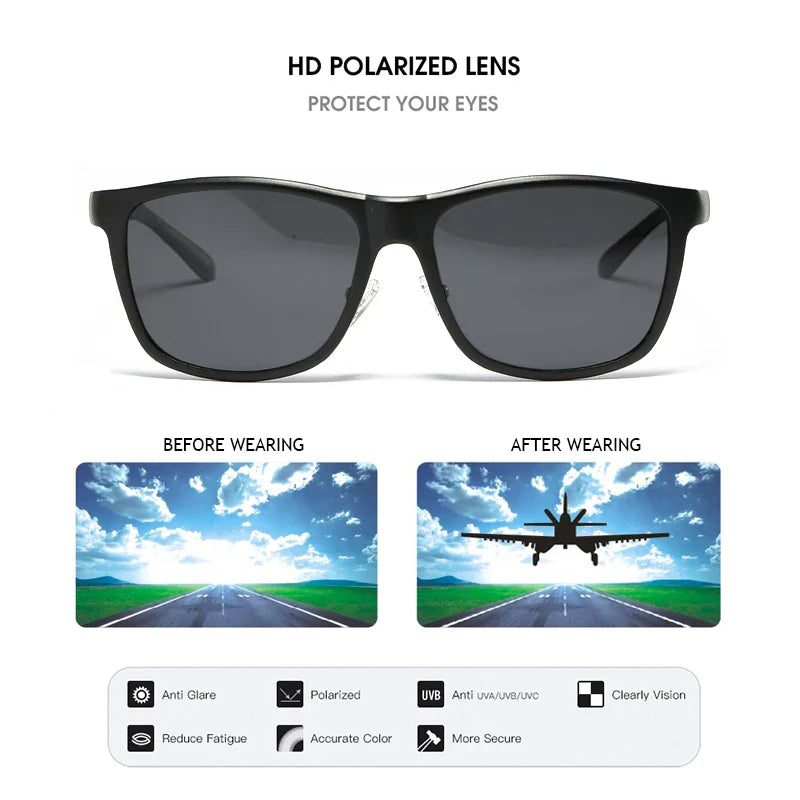 Luxury Aluminum Magnesium Men Polarized Sunglasses High Quality Square Men's Sun Glasses Cool Mirror Blue Driving Glasses