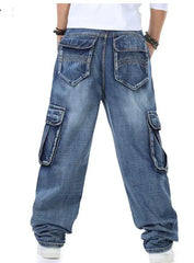 Men Jeans Baggy Hip Hop Jeans Multi Pockets Skateboard Jeans For Men Tactical