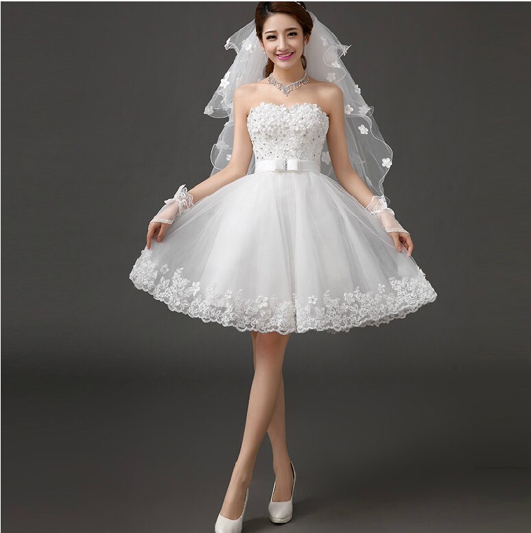 ivory short knee length lady girl fairy wedding bridal dress party evening