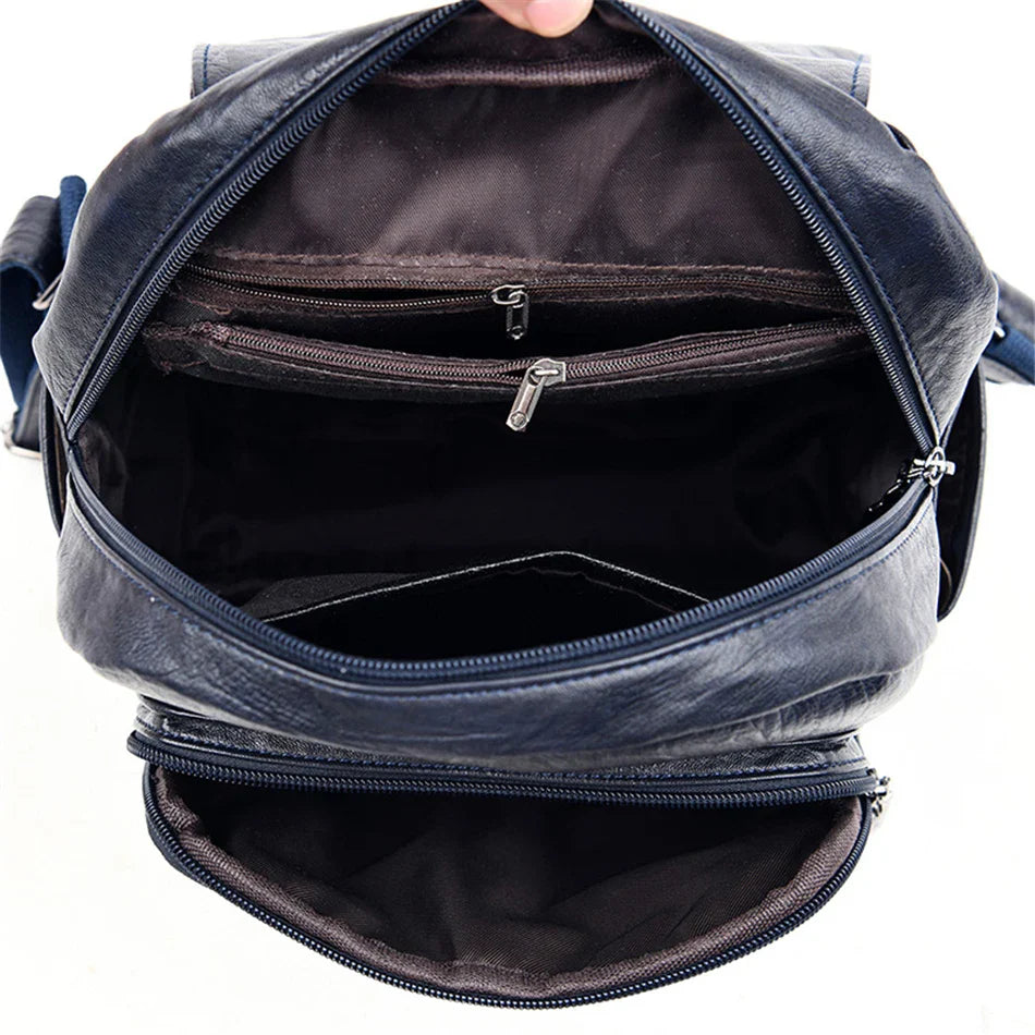 Genuine Women Leather Backpack Fashion Female Shoulder Bag Sac a Dos Ladies Bagpack Mochilas School Bags For Teenage Girls 2024