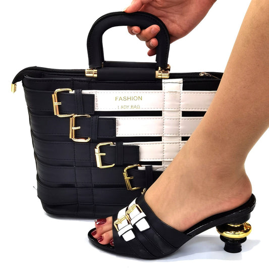 Italian design Shoes with Matching Bags Set Decorated