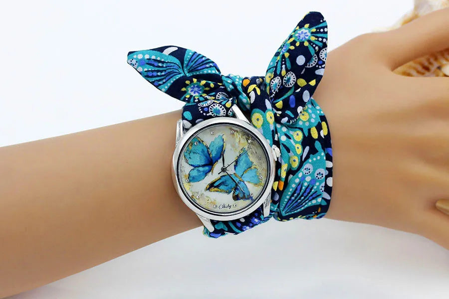 Shsby New Ladies Cloth Wristwatch Fashion Women Dress Watch High Quality Silver  Quartz Watch Sweet Girls Watch Fabric Clock