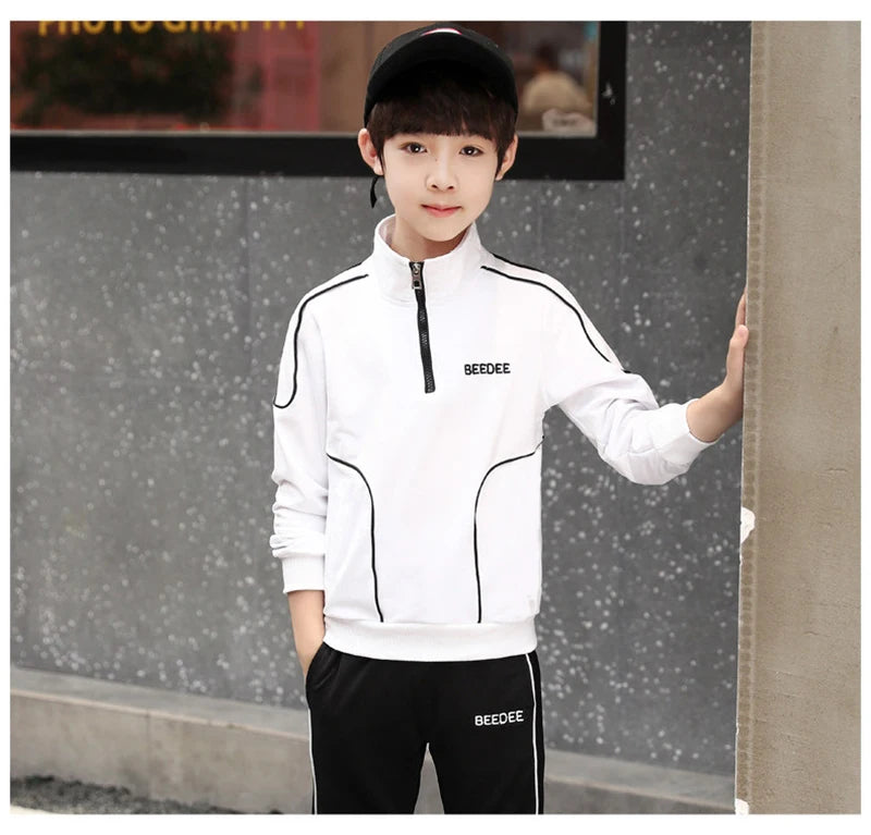 4 5 6 8 10 12 Years Big Boys Clothing Sets Autumn Cotton Long Sleeve Sweatshirt + Pants 2Pcs Kids Sports Suit Teenage Tracksuits
