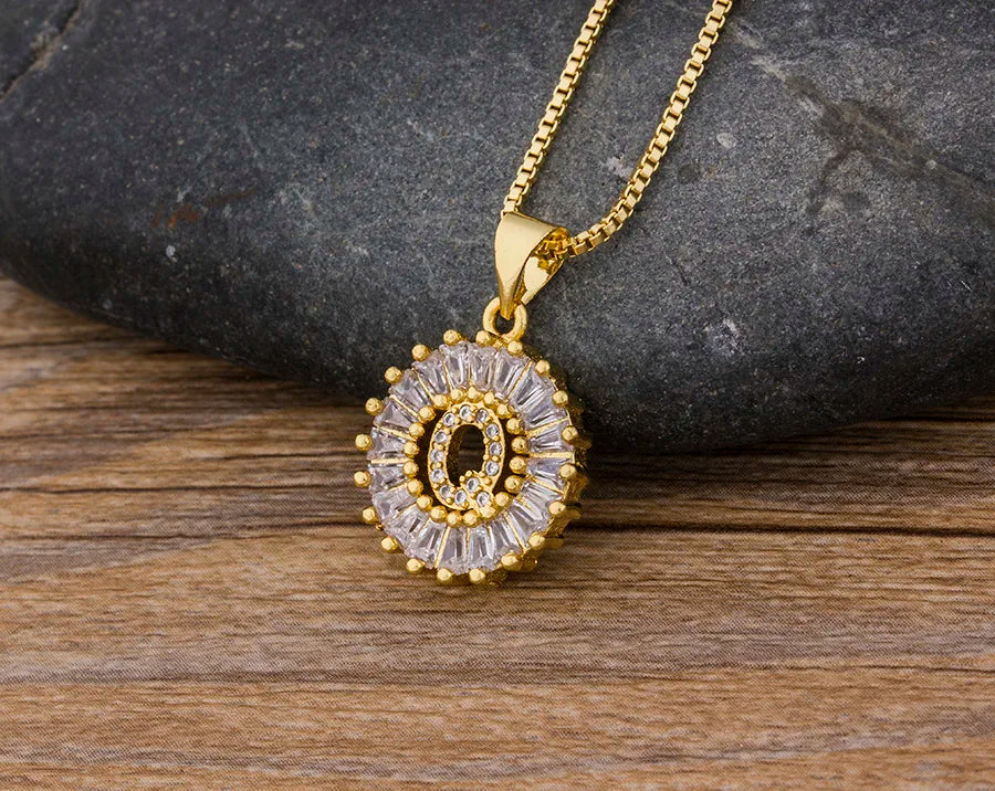 NIdin Hot Sale 2 Colors Initial Letter Pendant 26 Letters Charm Name Necklace Top Quality Copper Zircon Jewelry Birthday Gift