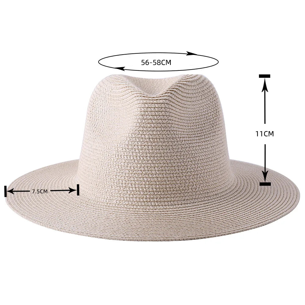 56-58-59-60CM Natural Panama Soft Shaped Straw Hat Summer