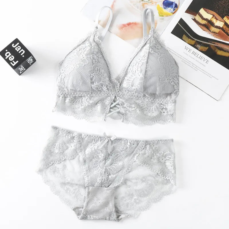 Women Lace Bras Set Backless Bralette Seamless Underwear Lace Top Lingerie