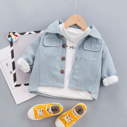 Children Spring Autumn Fashion Baby Clothes Boys Girls Cotton Solid Coat Causal Outdoor Jacket Infant Kids Top Outwear