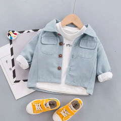 Children Spring Autumn Fashion Baby Clothes Boys Girls Cotton Solid Coat