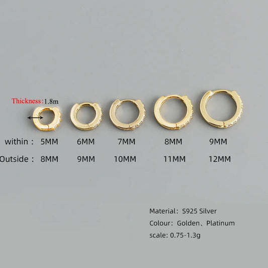 WANTME Real 925 Sterling Silver Gothic Simple White Zircon Hoop Earrings for Women Men Charms Unique Party Couple Jewelry 2021