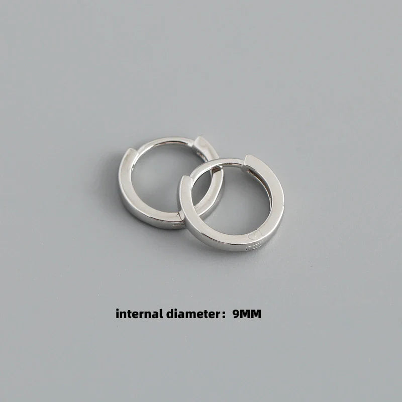 WANTME 925 Sterling Silver Minimalist Punk Rock Circle Hoop Earrings for Women Men Goth Piercing Ear Buckle Charm Fine Jewelry