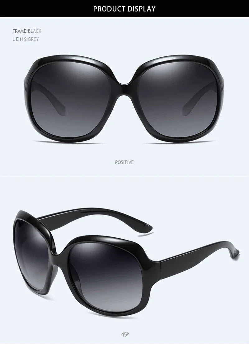 FUQIAN Brand Design Elegant Polarized Oversized Round Sunglasses Women Simple Fashion Big Plastic Ladies Sun Glasses UV400