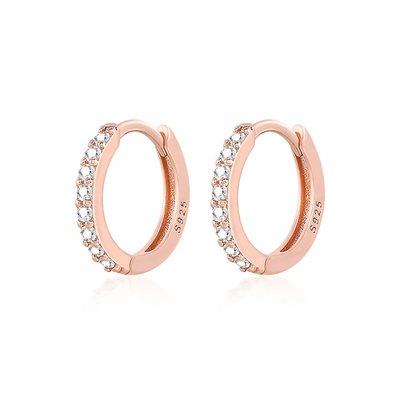 Silver 925 1 pair Women Small Hoops Earring Piercing Ear Cartilage Tragus Simple Thin Circle Anti-allergic Ear Buckle