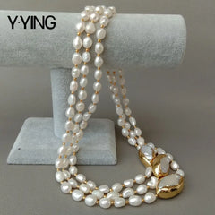 Cultured Baroque Pearl Necklace Keshi Pearl Gold color Plated Connector chokers