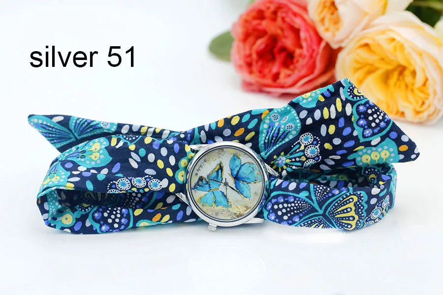 Shsby New Ladies Cloth Wristwatch Fashion Women Dress Watch High Quality Silver  Quartz Watch Sweet Girls Watch Fabric Clock