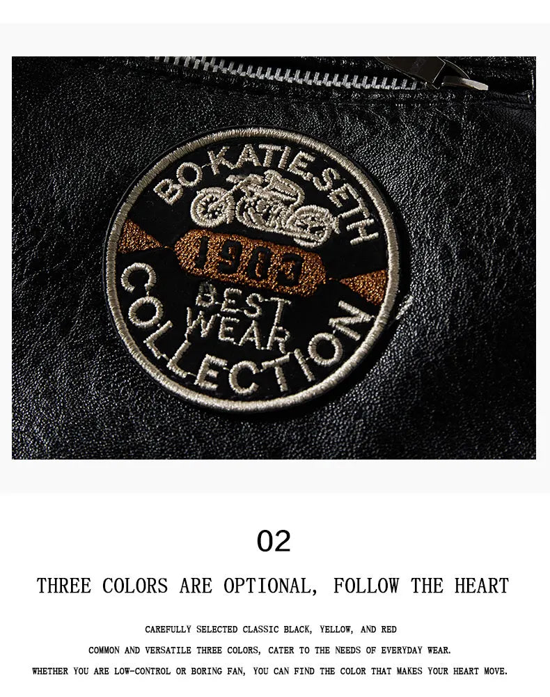 Leather Jacket Men Winter Fleece Motorcycle PU Leather Jacket Mens Stand Collar