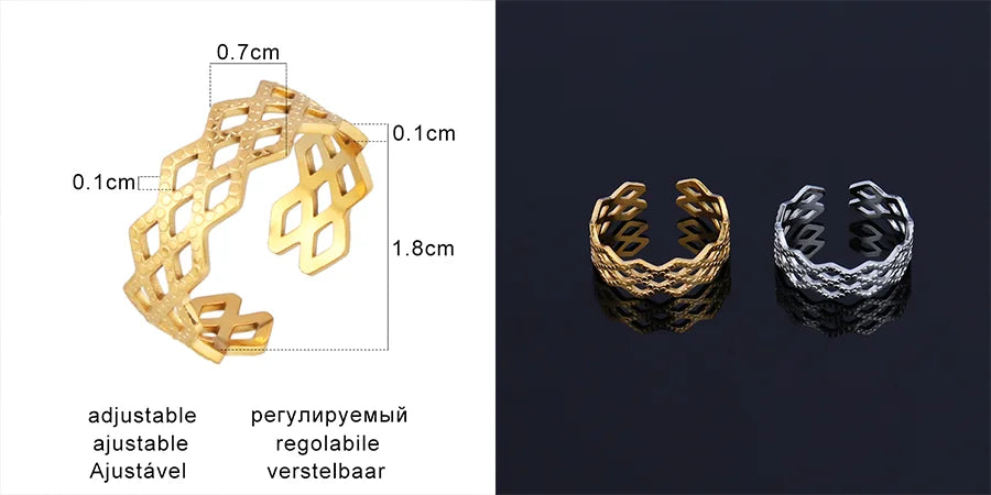 Fashion Euramerican Gold Colour Ring Rings Women Ring Stainless Steel Ring Woman