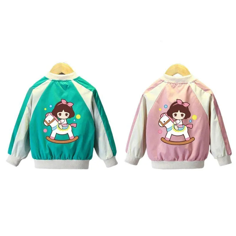 2 3 4 5 6 7 8 Years Baby Girls Coats 2021 Spring Autumn Cartoon Unicorn Thin Cardigan Jacket For Girl Toddler Kids Outerwear