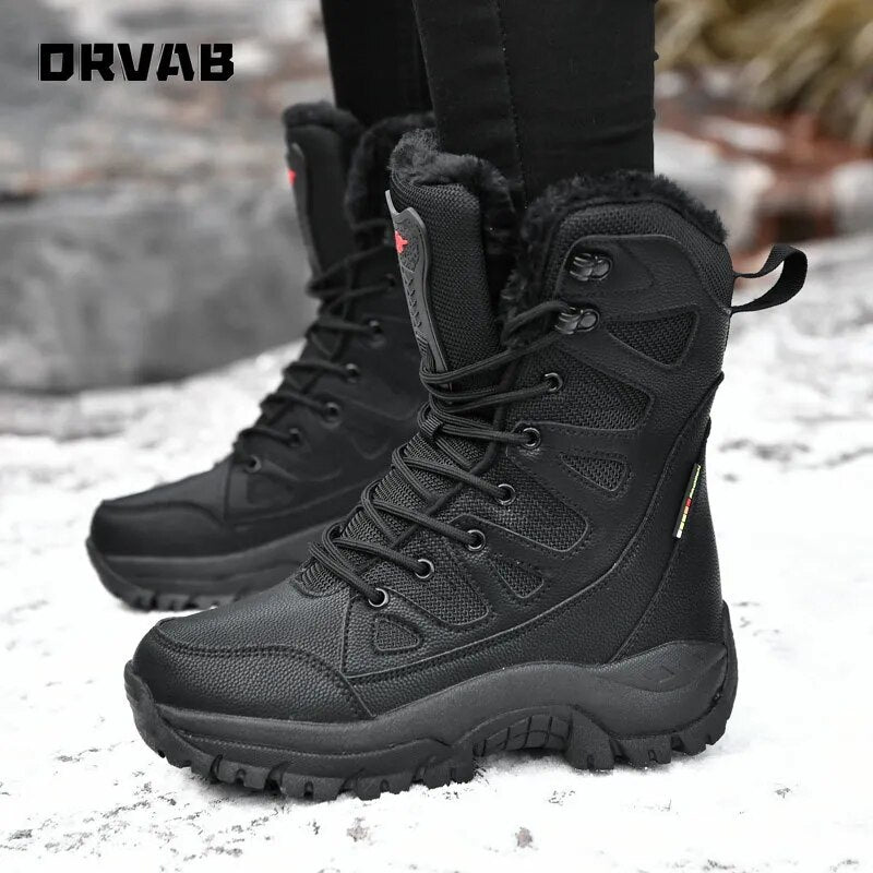 Leather Combat Boots for Men and Women Military Boots Winter Outdoor Snow Boots