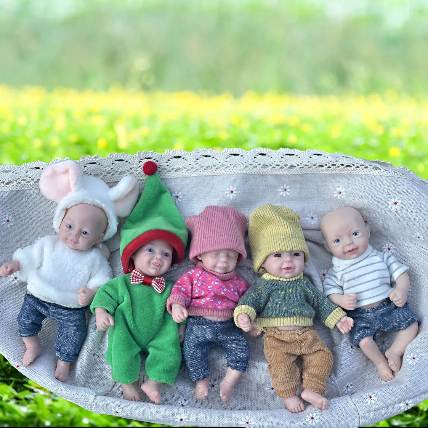 AnjoDoll Lovely 6 Inch Palm Newborn Babies Full Body Silicone Boys Reborn Dolls Bebe Reborn Corpo De Silicone Inteiro