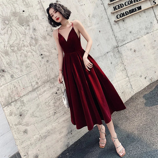 Homecoming Dresses: Evening Dress A Line velvet Girls Party Dress Vintage Prom Gowns