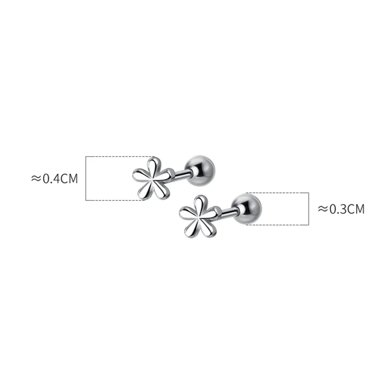 WANTME 925 Sterling Silver Fashion Simple Golden Flower Beads Small Stud Earrings for Women Teen Piercing Jewelry Accessories
