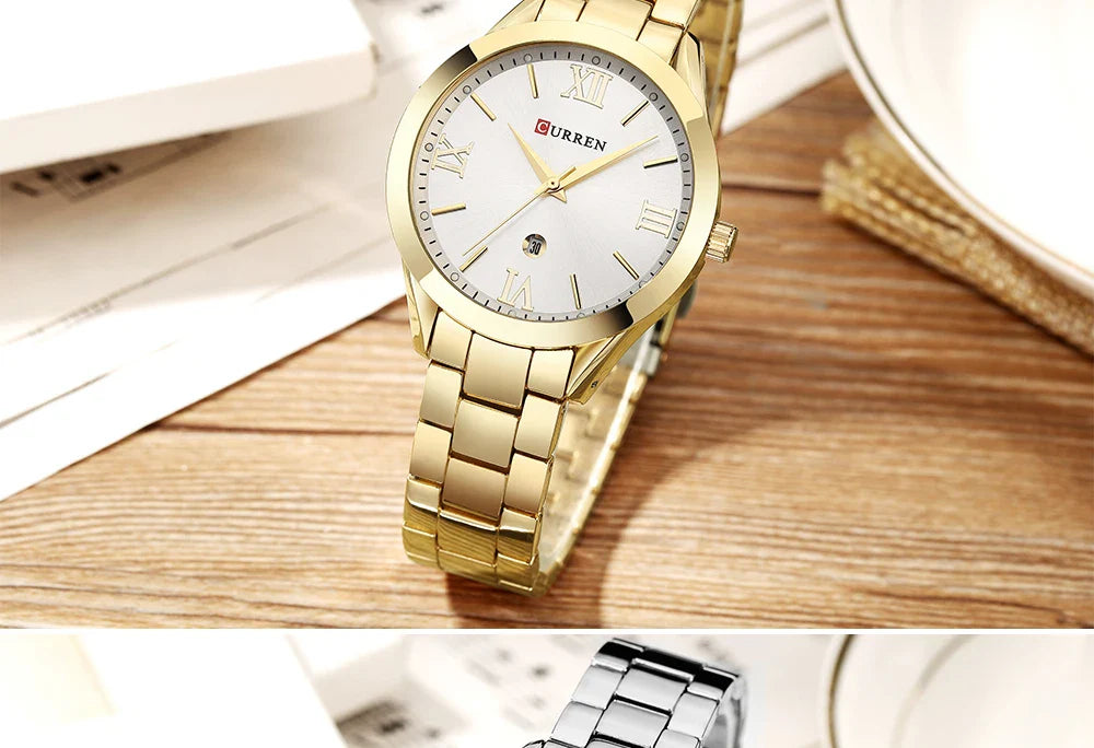 CURREN Ladies Watch For Women Fashion Retro Female Waterproof Watch Steel Quartz Watch For Women Christmas Relógio Feminino 9007