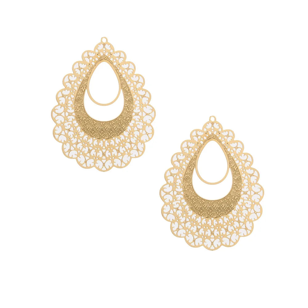 4pcs Gold Stainless Steel Filigree Earring Charm Pendants Connectors for Earring DIY Jewelry Making Supplies wholesale