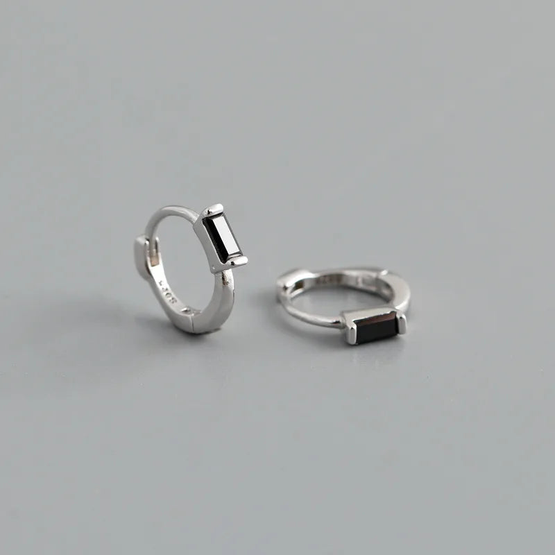 WANTME 925 Sterling Silver Colorful Square Shiny Zircon Beads Piercing Stud Earrings for Women Fashion Gothic Exquisite Jewelry