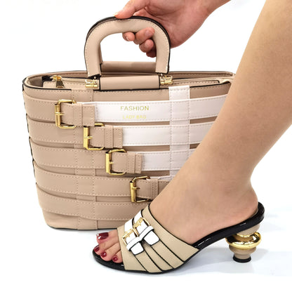 Italian design Shoes with Matching Bags Set Decorated