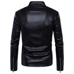 Mens Bomber Jackets Fashion Men Faux Leather Coat Zipper Overcoat Moto Jacket