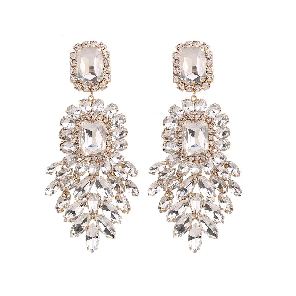 New Crystal Dangle Earrings For Women Rhinestone Earrings Weddings Ladies Party Fashion Jewelry Accessories Wholesale Gifts