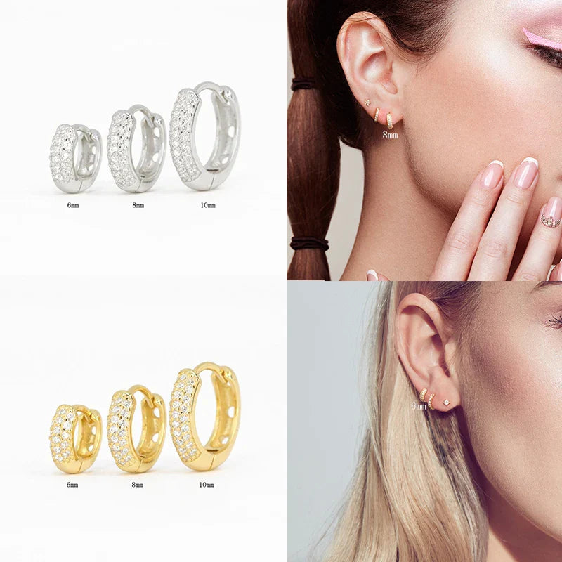 ROXI Half Side Zircon Crystals Hoop Earrings for Women Girls 925 Sterling Silver Jewelry Huggie Earrings Pendientes Plata 925