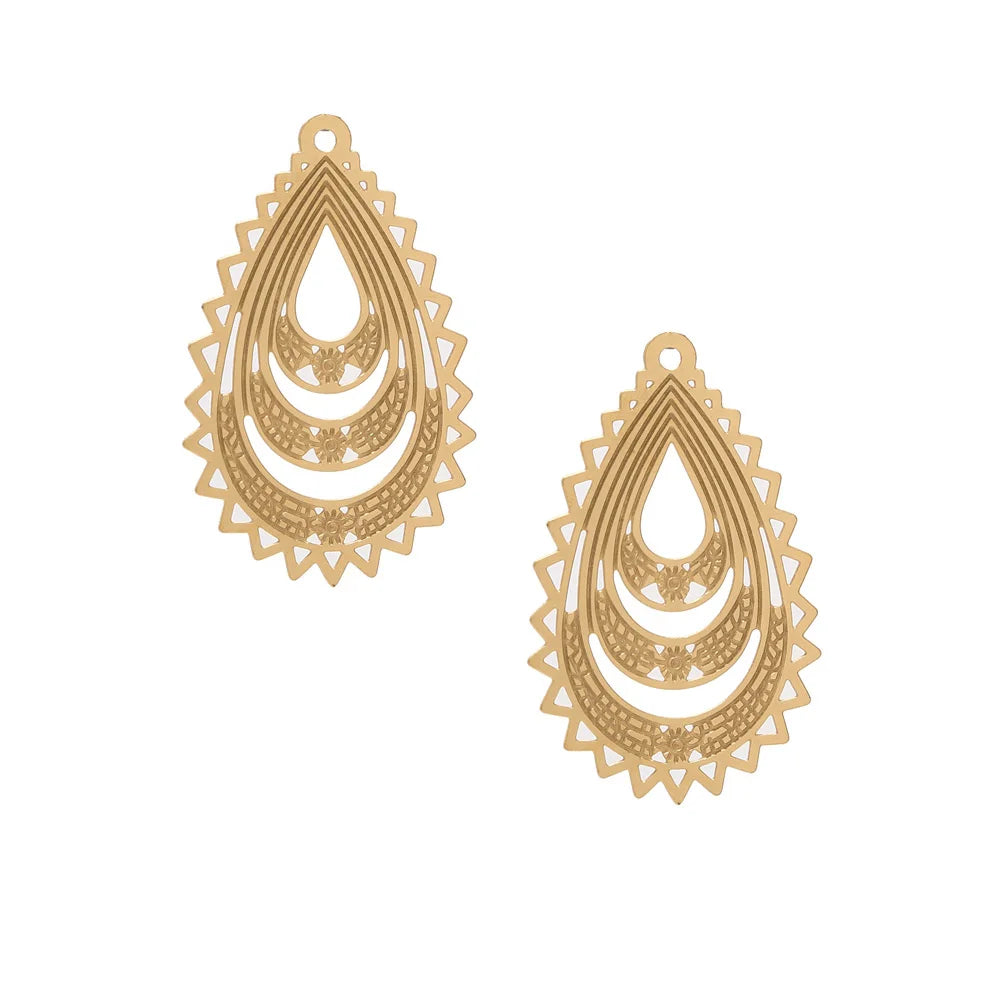 4pcs Gold Stainless Steel Filigree Earring Charm Pendants Connectors for Earring DIY Jewelry Making Supplies wholesale