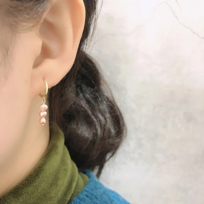 WANTME Real 925 Sterling Silver Natural Freshwater Baroque Pearl Stud Earrings for Women Bohemian Charming Jewelry Trend 2021