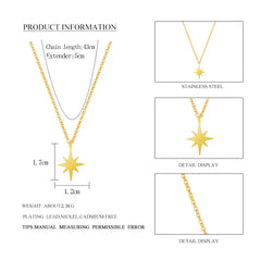 316 L Stainless Steel Necklace For Women Gold Plated Star Pendant Clavicle Necklaces