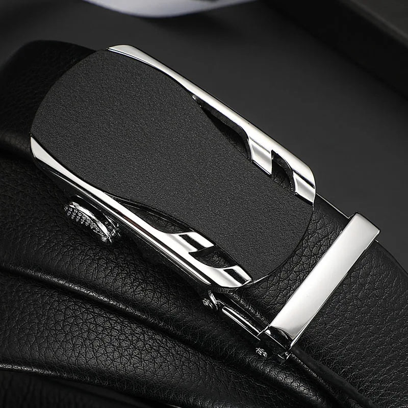 CEXIKA Men's Genuine Leather Automatic Buckle Belt Custom Engraved Name/Logo Ideal Waist Belt for Father's Day Personalized Gift