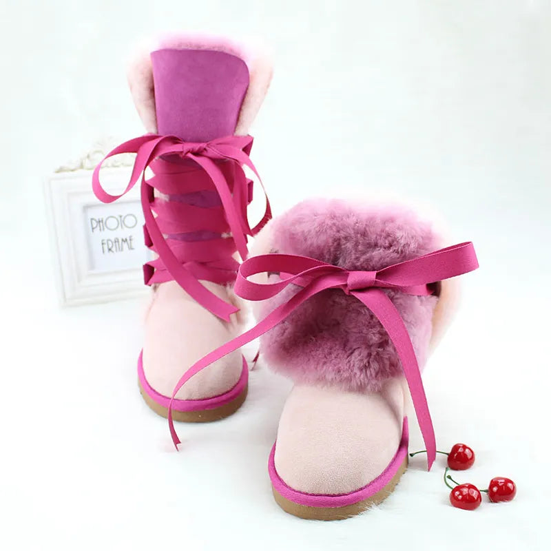 Classic Warm Winter Boots Non-slip Women Natural Fur Snow Boots