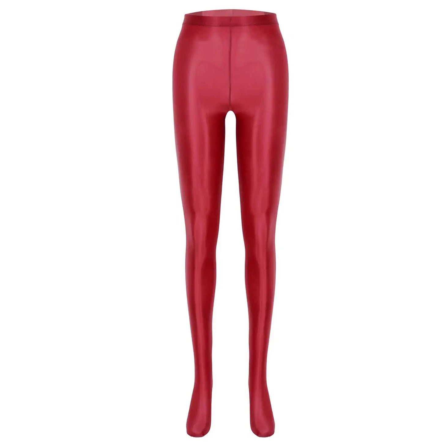 Women Glossy Solid Color Pantyhose High Waist Tights Stockings Footed Leggings