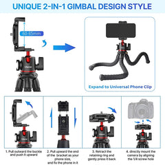 Flexible Octopus Tripod for Phone Camera DSLR 2in1 Design Tripod