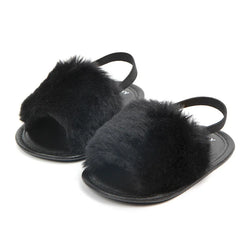 Summer Soft Hair Style Classic Infant Girl Slipper Sandals Breathable Baby Fur Shoes