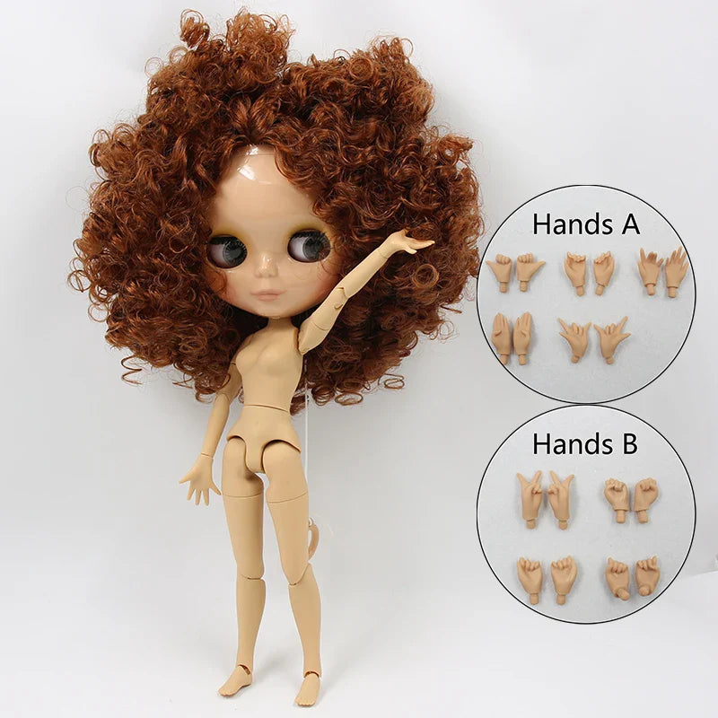 ICY DBS Blyth doll 1/6 bjd joint body tan skin doll glossy face 30cm toy random eyes colors