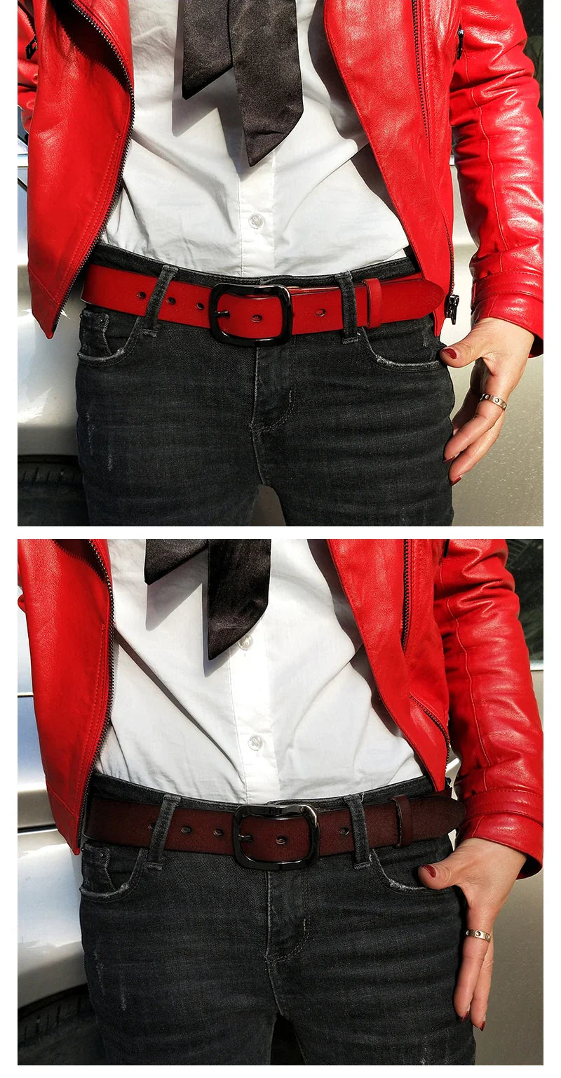 VATLTY 3.2cm Genuine Leather Belt for Women Natural Cowhide Metal Buckle Casual Jeans Trousers Belt Female Waistband Gifts
