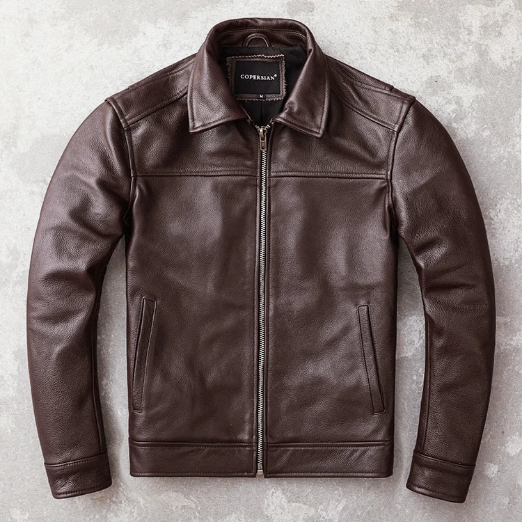 Men's Real Cowhide jackets Genuine Leather Jacket Men Clothing