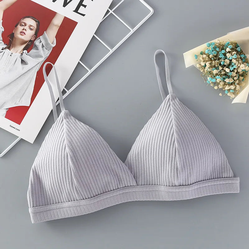 Women Cotton Bras Push Up Bralette Solid Color Lingerie Seamless Brassiere