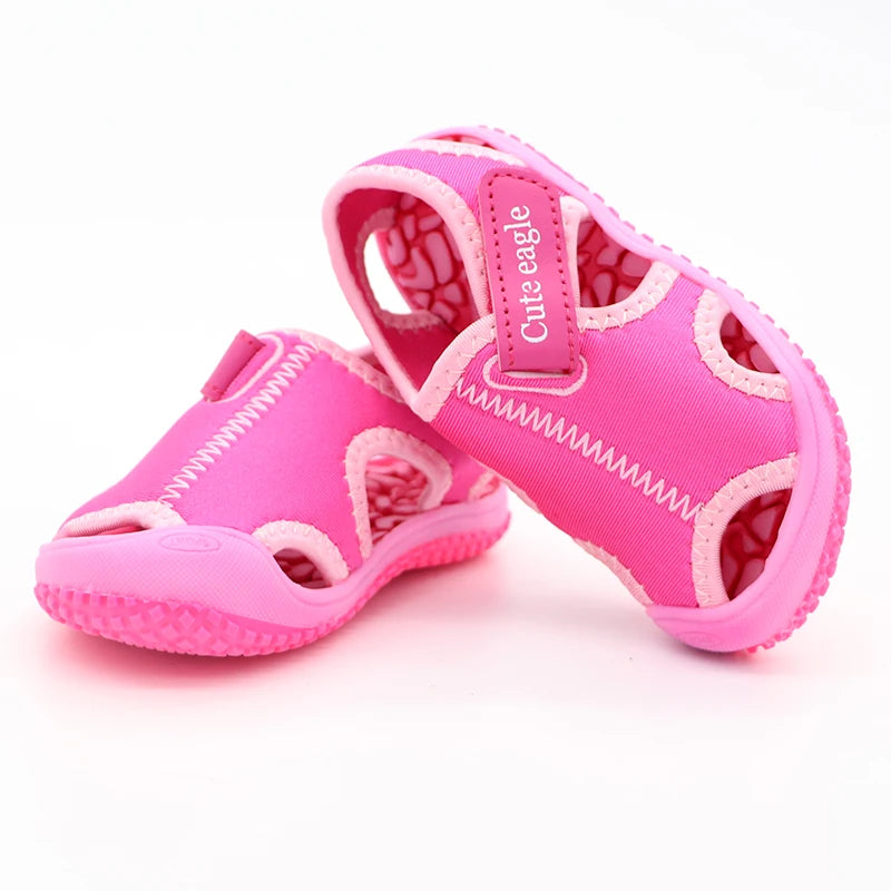 Children's sandals boys beach shoes solid bottom soft wear non-slip girls baby