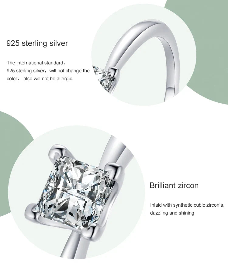 Ailmay High Quality Fashion Shiny Clear Zircon Wedding Female Finger Ring For Women Simple Square Ring Fine Jewelry