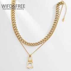 Stainless Steel Necklace Gold Plated Necklaces For Women Punk Style Geometric