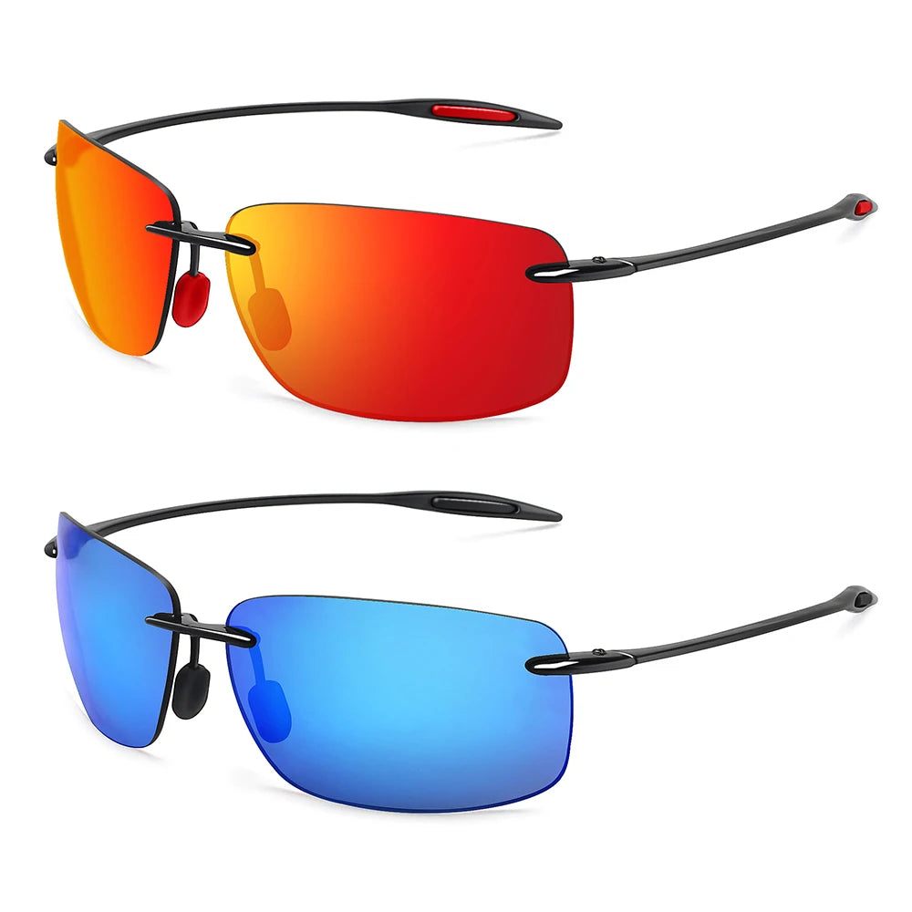 Sunglasses for Men: Orange Male Driving Rectangle Ultralight Frame Sunglasses