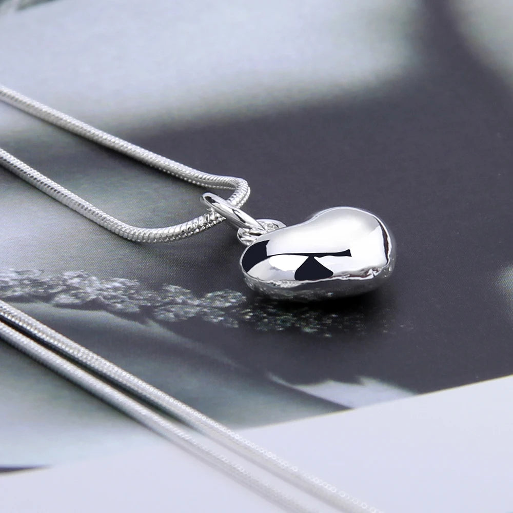 925 Sterling Silver Solid Small Heart Pendant Necklace 16-30 Inch Snake