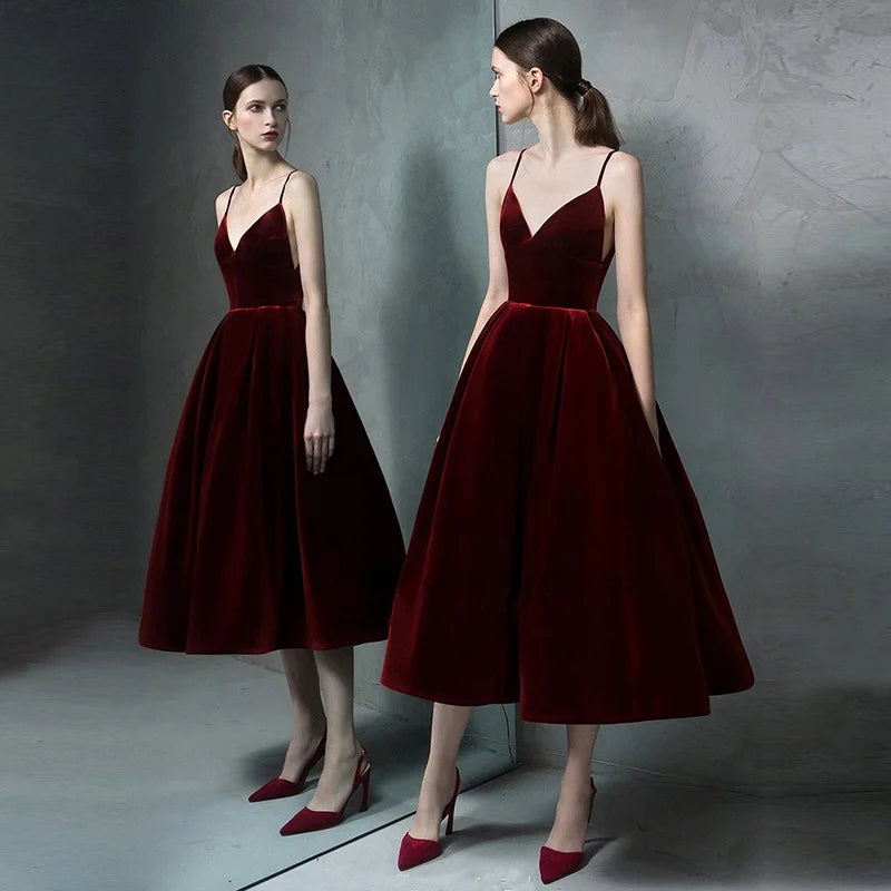 Homecoming Dresses: Evening Dress A Line velvet Girls Party Dress Vintage Prom Gowns